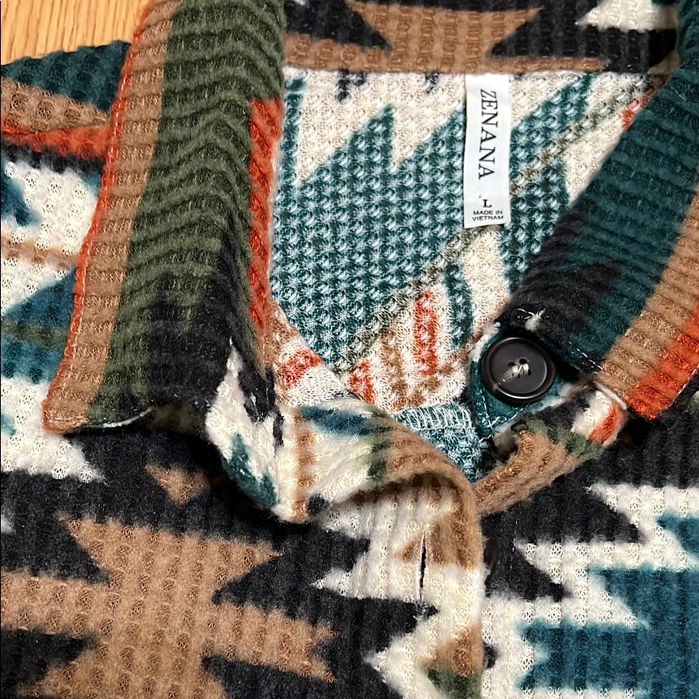 Tribal Patterned Button Down Shirt - image 2